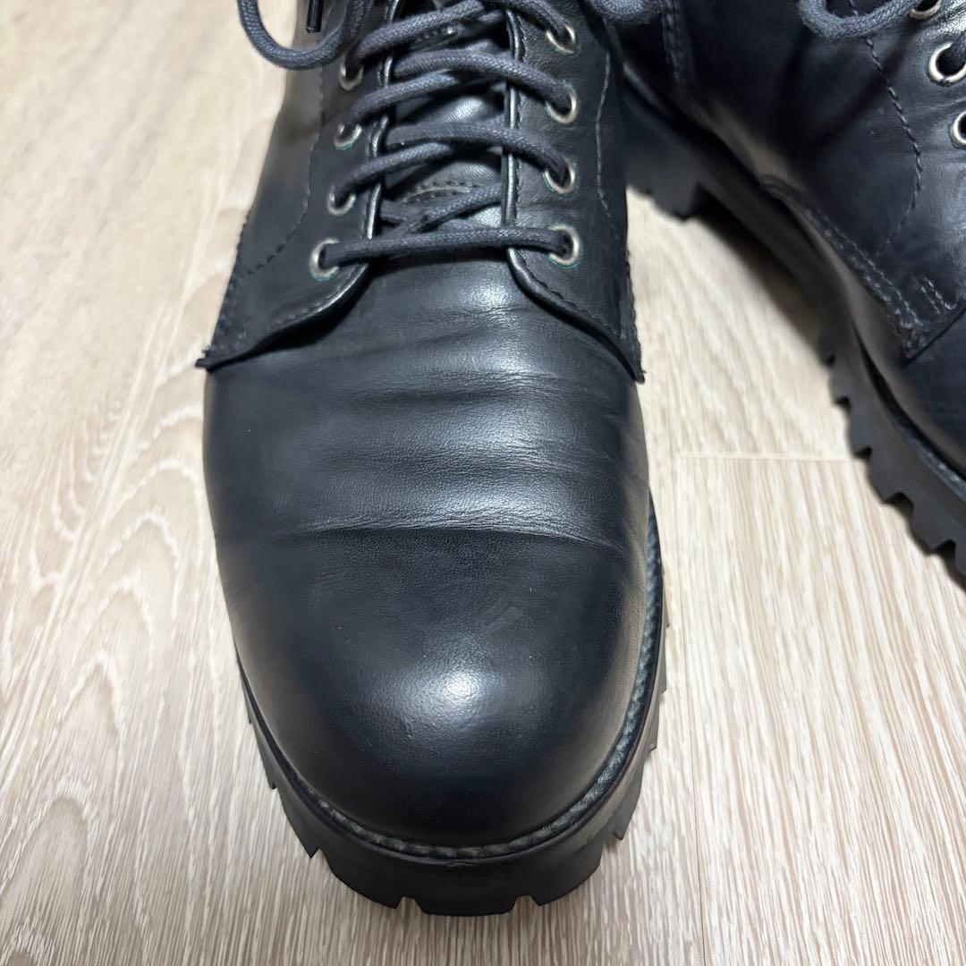 PADRONE パドローネ バックジップ レースアップブーツ 41 ブラック