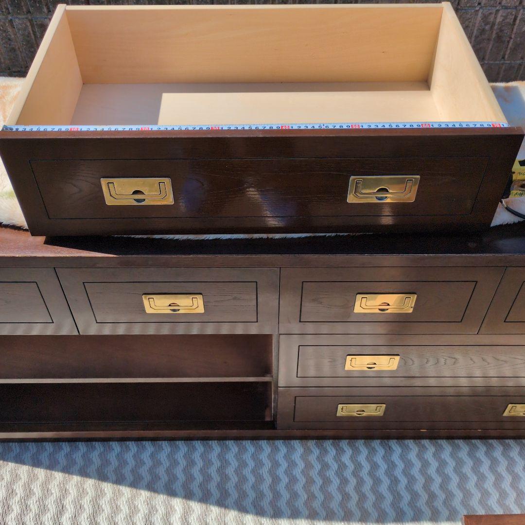 ダークブラウン 木製チェスト 8引き出し
