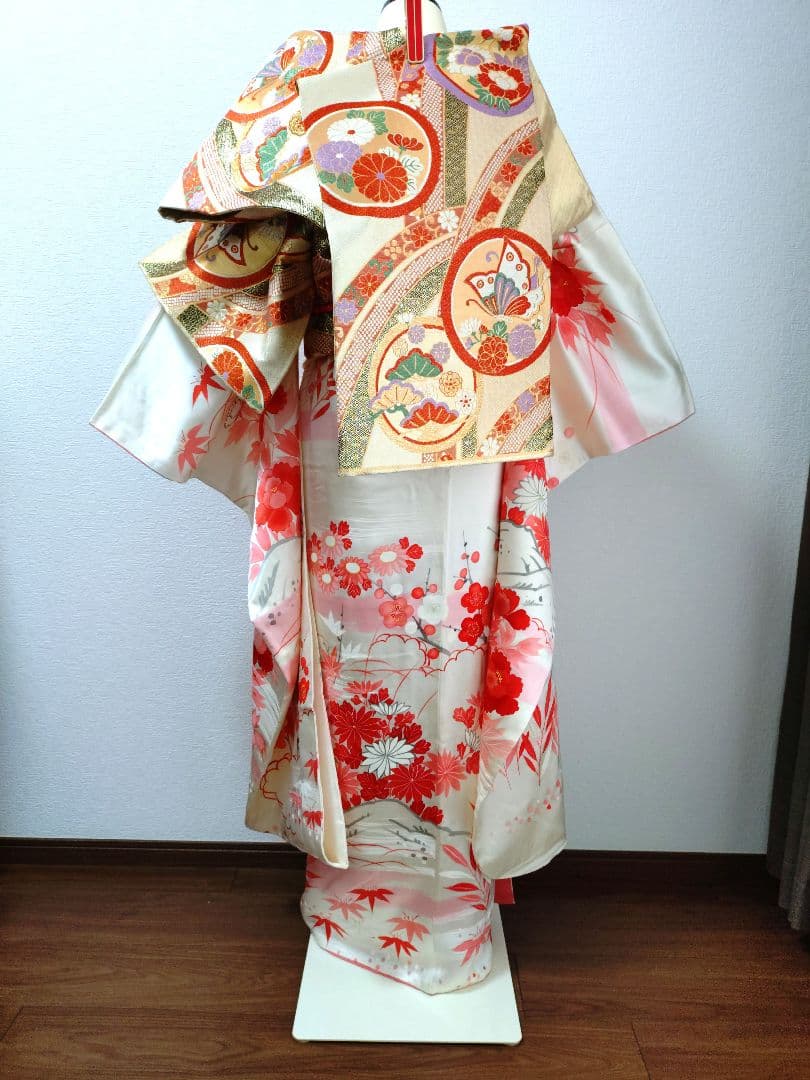 振袖　長襦袢　袋帯　帯締　帯揚　重衿　フリルレース衿　フルセット　美品