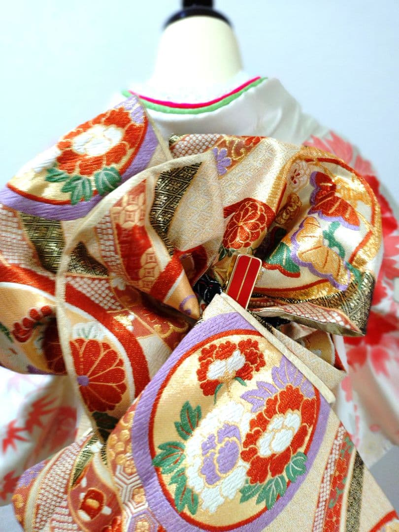 振袖　長襦袢　袋帯　帯締　帯揚　重衿　フリルレース衿　フルセット　美品