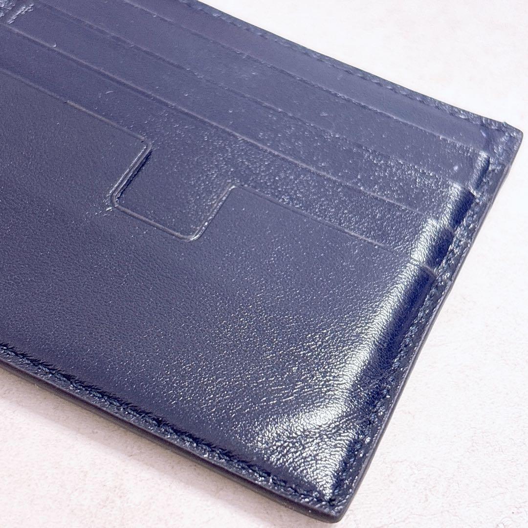 【即完売レア色ネイビー】トムフォード　マネークリップ　二つ折り財布　クロコ