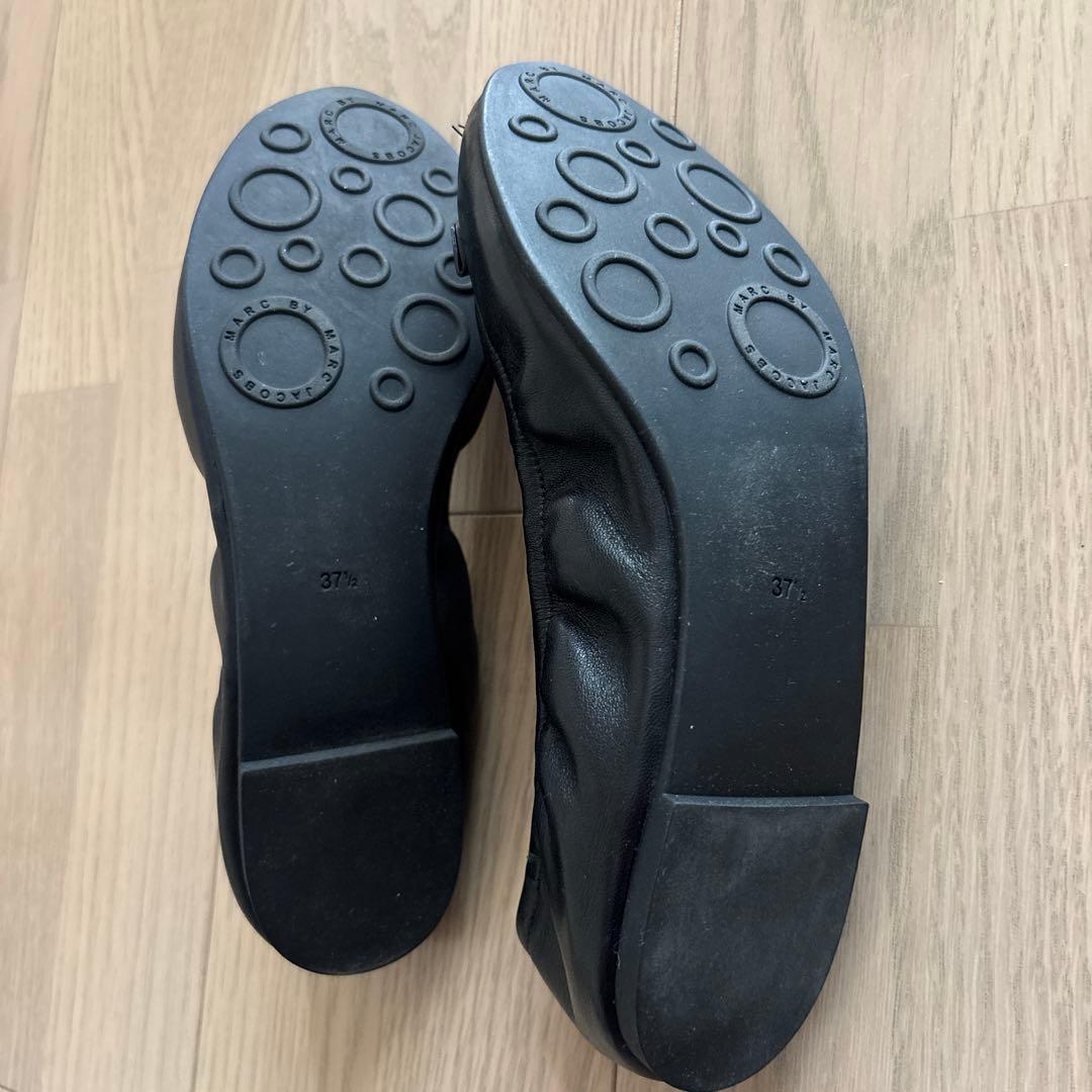マークジェイコブス　 黒 レザーフラットシューズ