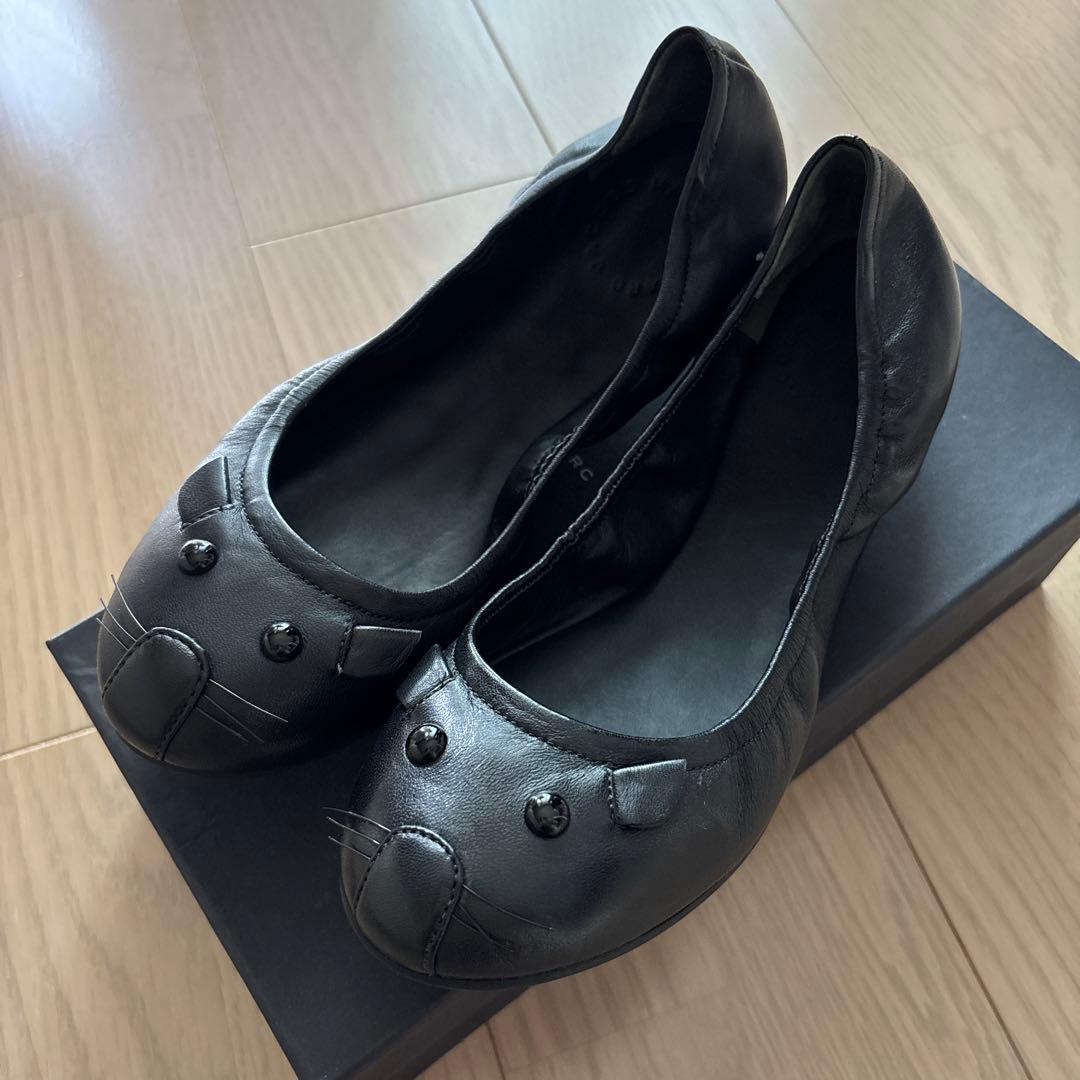 マークジェイコブス　 黒 レザーフラットシューズ