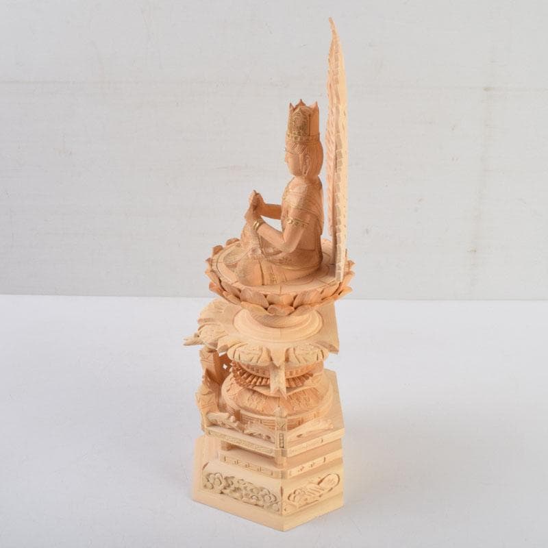 Khontao　仏教美術　桧彫刻　大日如来像　仏像　華鬘台　C　9059