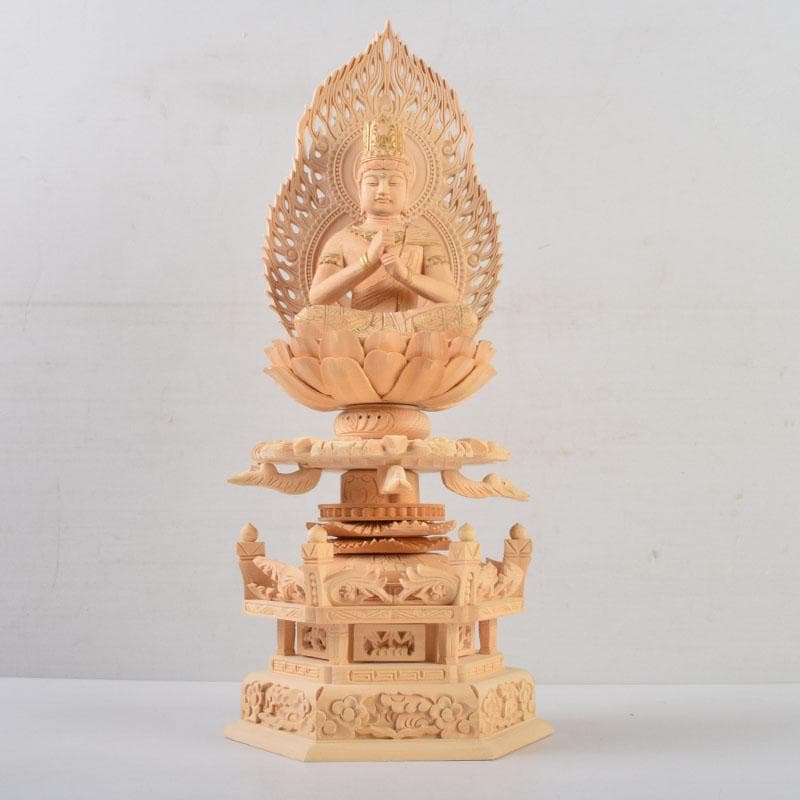 Khontao　仏教美術　桧彫刻　大日如来像　仏像　華鬘台　C　9059