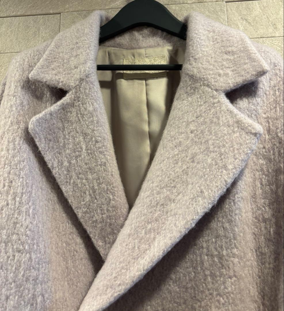 ☆美品☆Stolaビッグ衿シャギーピーコート【40】ラベンダー