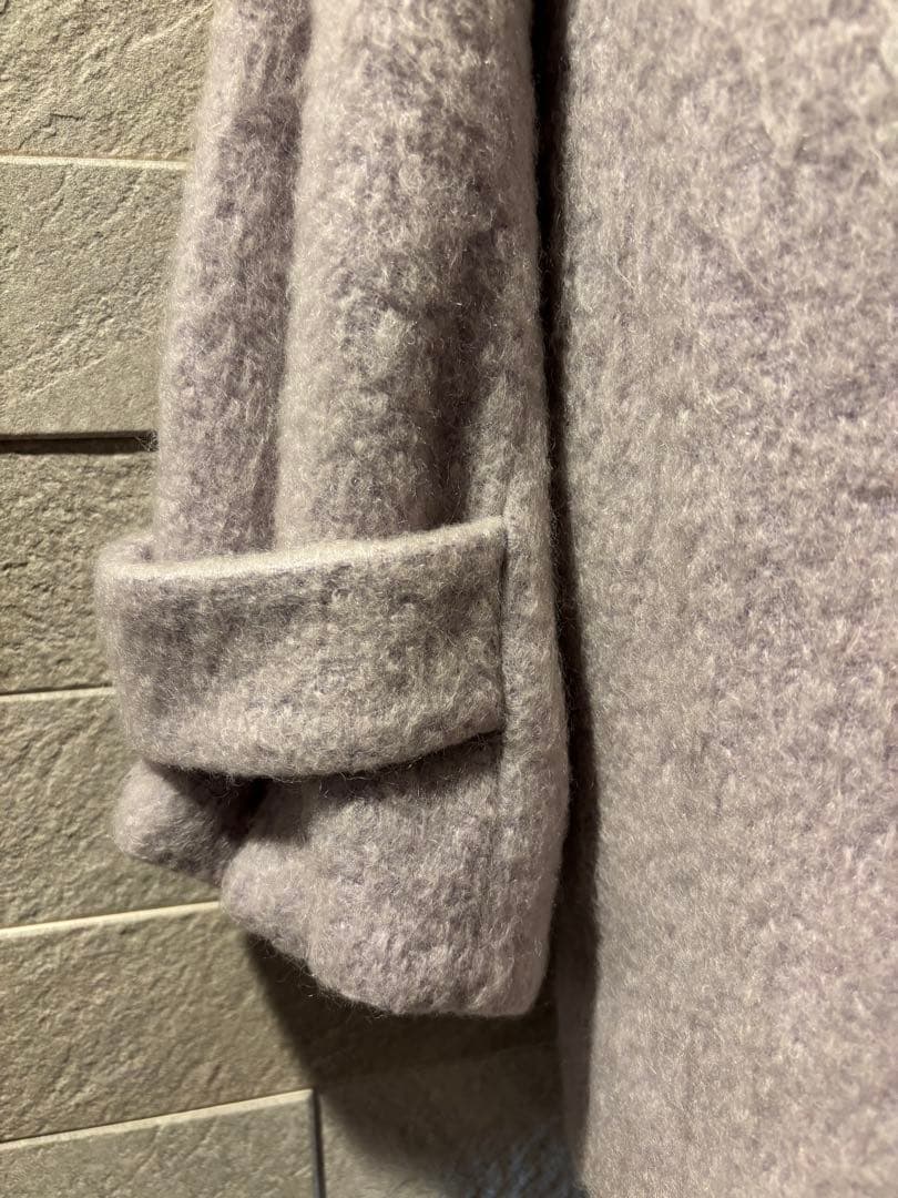 ☆美品☆Stolaビッグ衿シャギーピーコート【40】ラベンダー