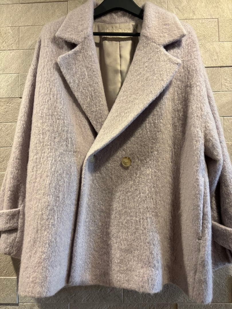 ☆美品☆Stolaビッグ衿シャギーピーコート【40】ラベンダー