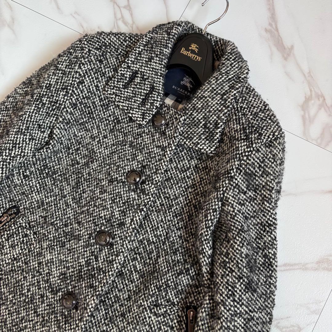 人気◆バーバリーロンドン ツイード コート メタルボタン 38 M