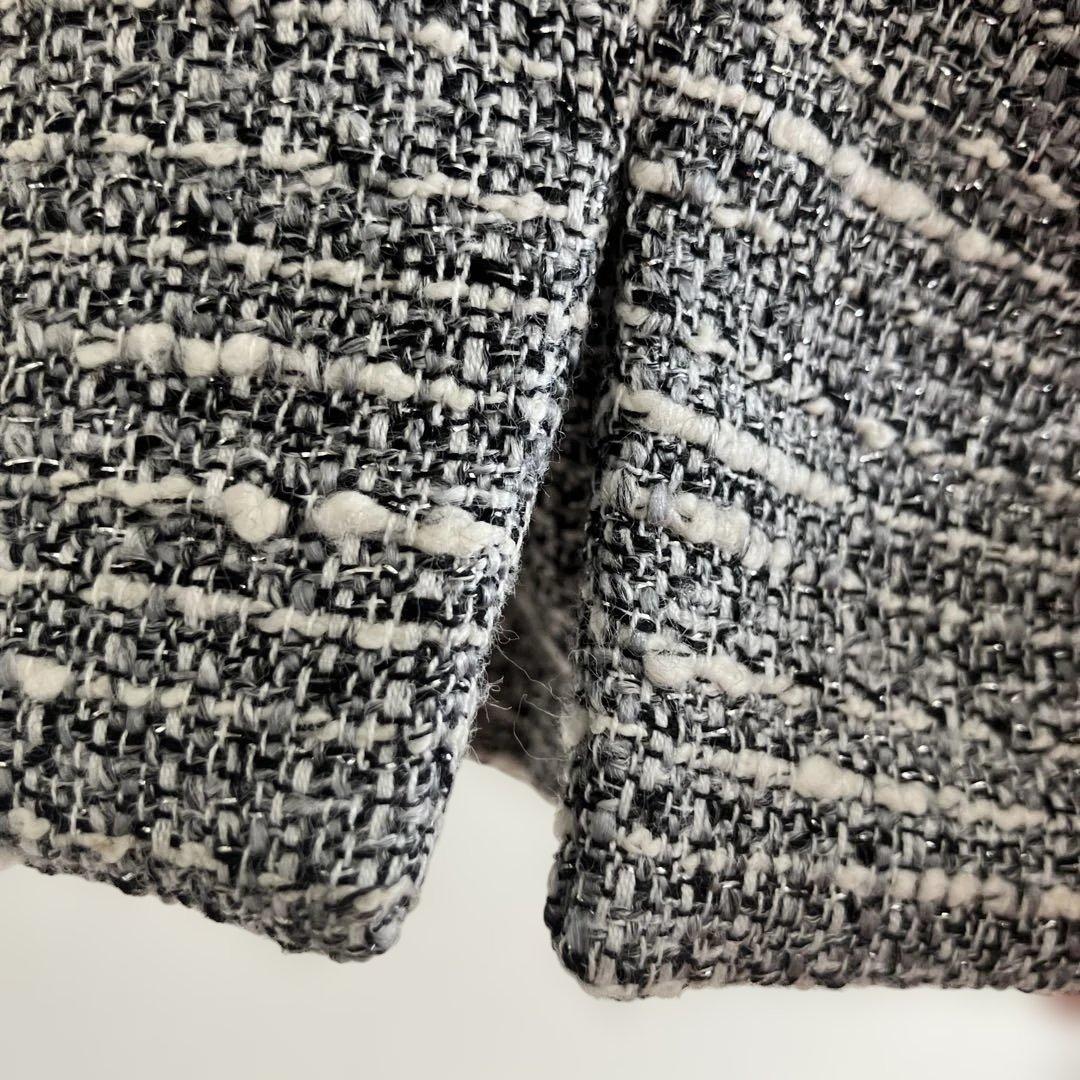 ノーカラーツイードジャケット グレー系