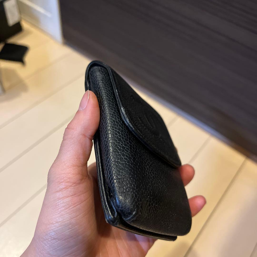 CHANEL シガレットケース　タバコケース　キャビアスキン　ブラック