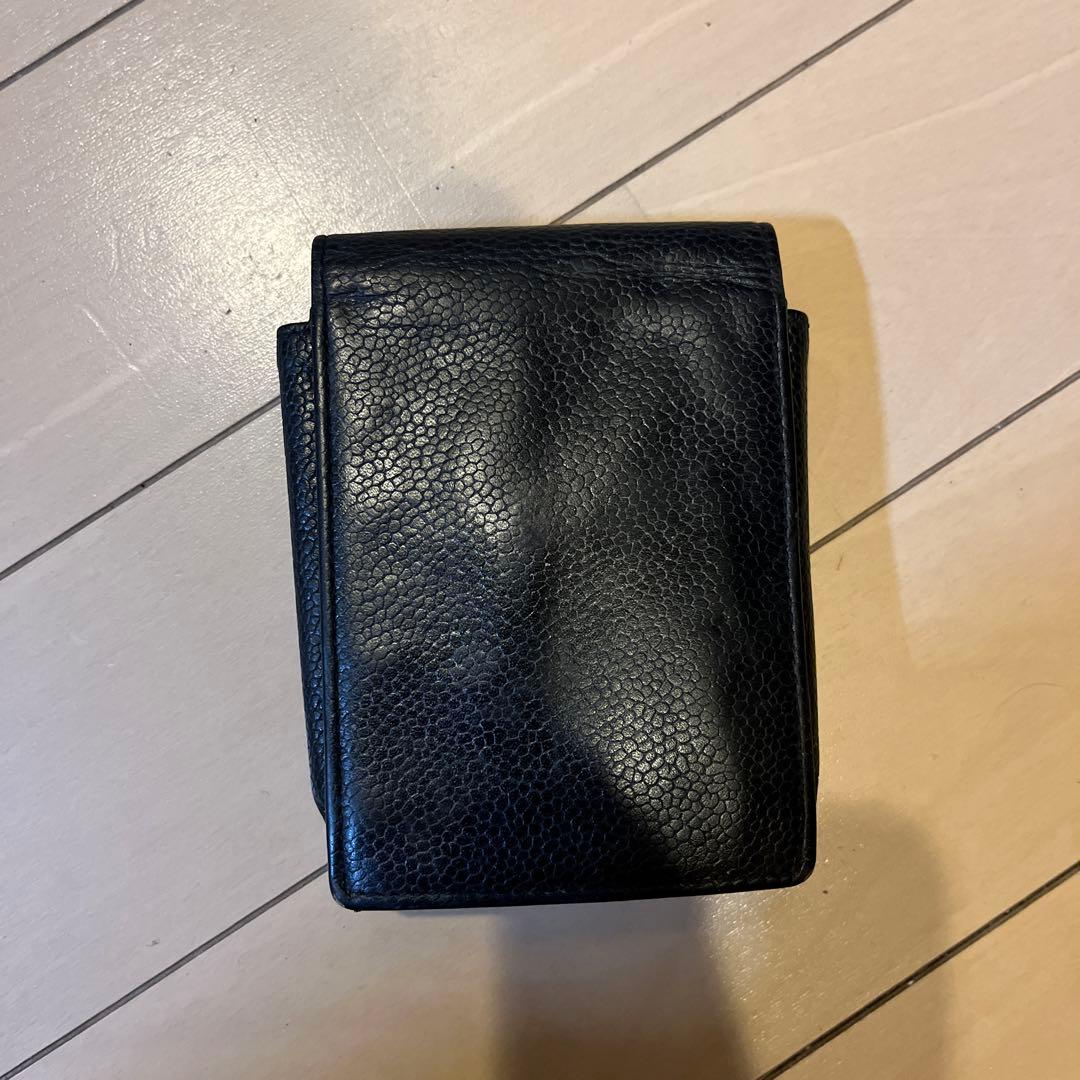 CHANEL シガレットケース　タバコケース　キャビアスキン　ブラック