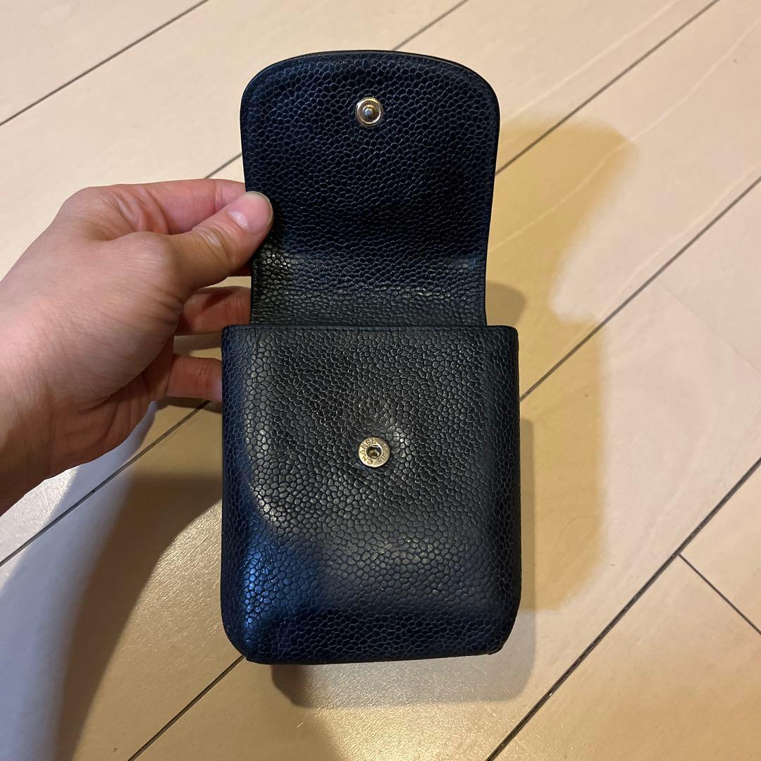 CHANEL シガレットケース　タバコケース　キャビアスキン　ブラック