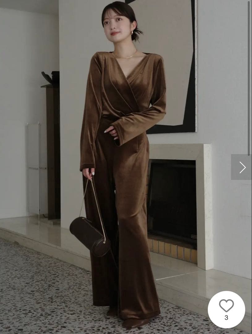 【タグ付き新品】アニュアンス ベロアカットオールインワン ブラウン 1