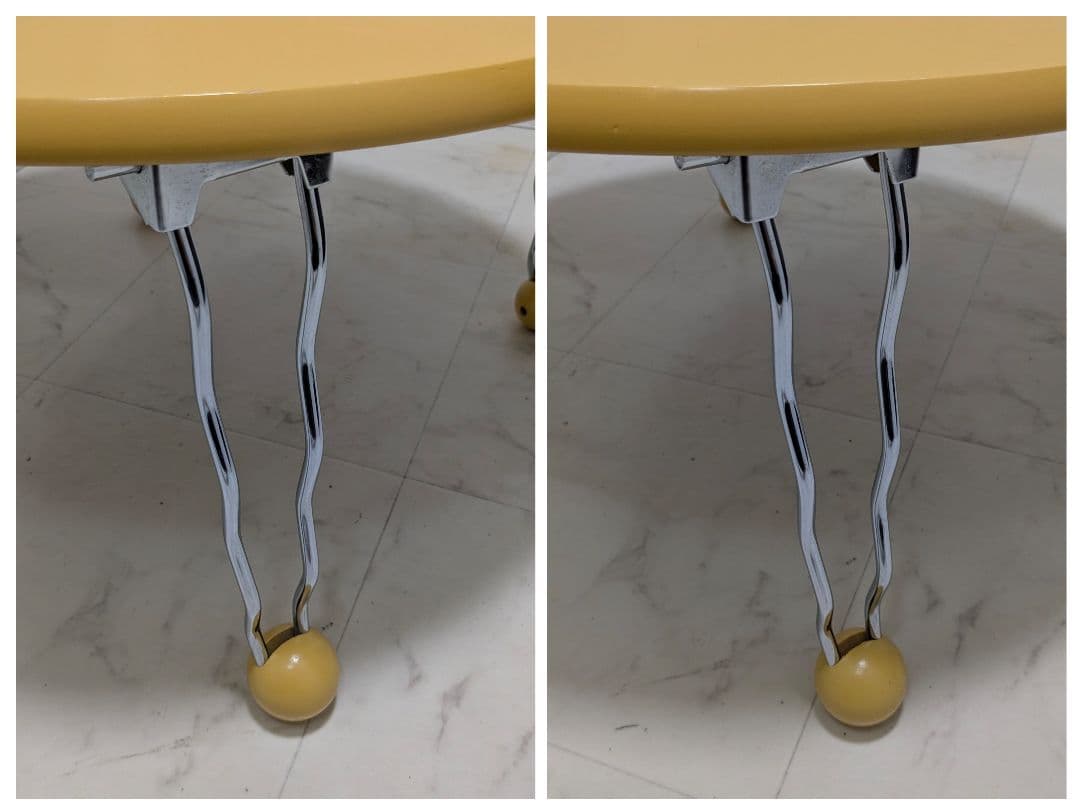 90s ヴィンテージ テーブル ポストモダン レトロポップ イエロー クローム