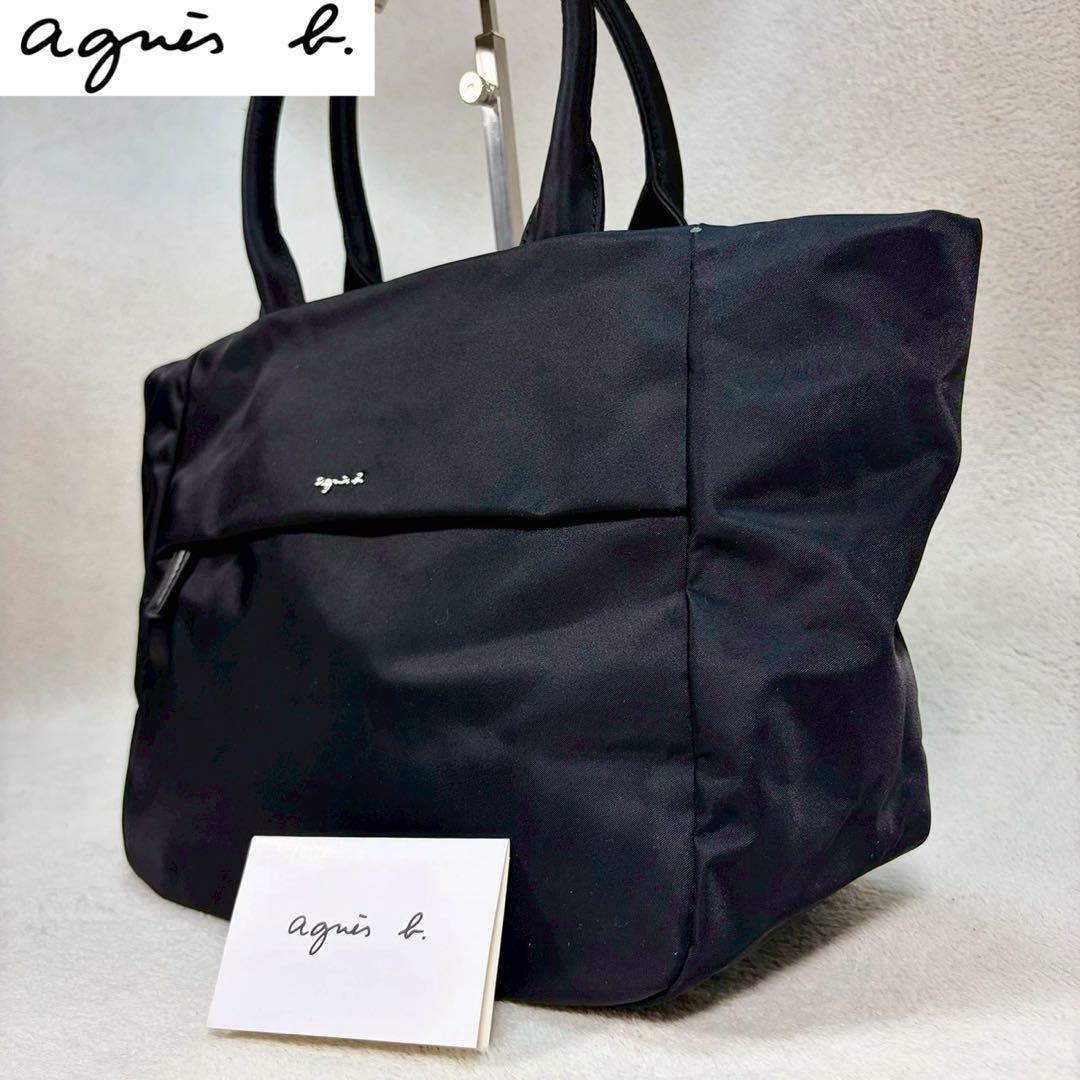 【美品✨】アニエスベー　ナイロン　トートバッグ　黒　マザーズバッグ　ロゴ金具