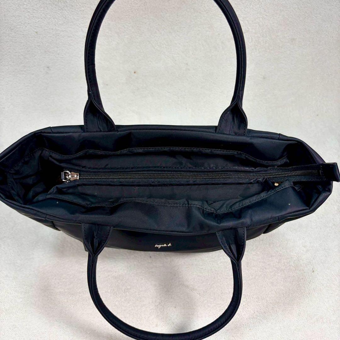 【美品✨】アニエスベー　ナイロン　トートバッグ　黒　マザーズバッグ　ロゴ金具