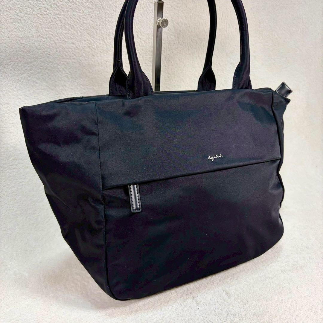 【美品✨】アニエスベー　ナイロン　トートバッグ　黒　マザーズバッグ　ロゴ金具