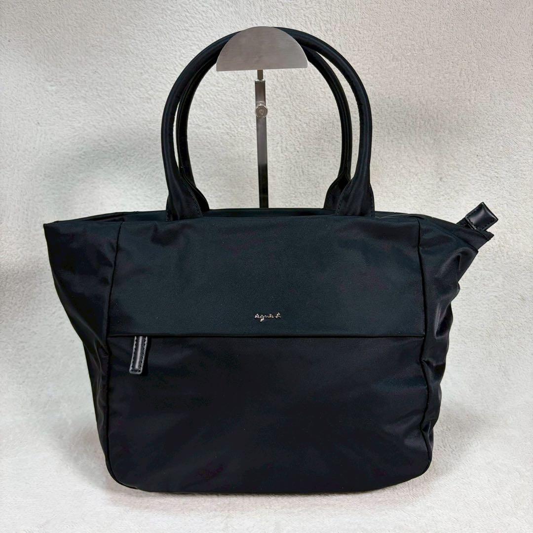 【美品✨】アニエスベー　ナイロン　トートバッグ　黒　マザーズバッグ　ロゴ金具