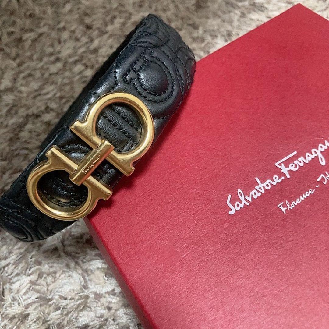 【希少】Ferragamo レザー カチューシャ ゴールド金具付