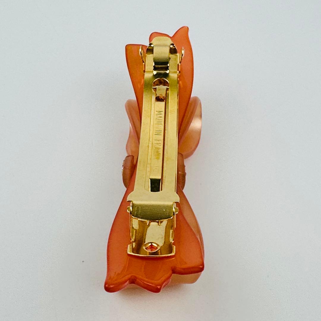 美品　アレクサンドルドゥパリ　リボン型ベージュヘアクリップ　ヘアアクセサリー