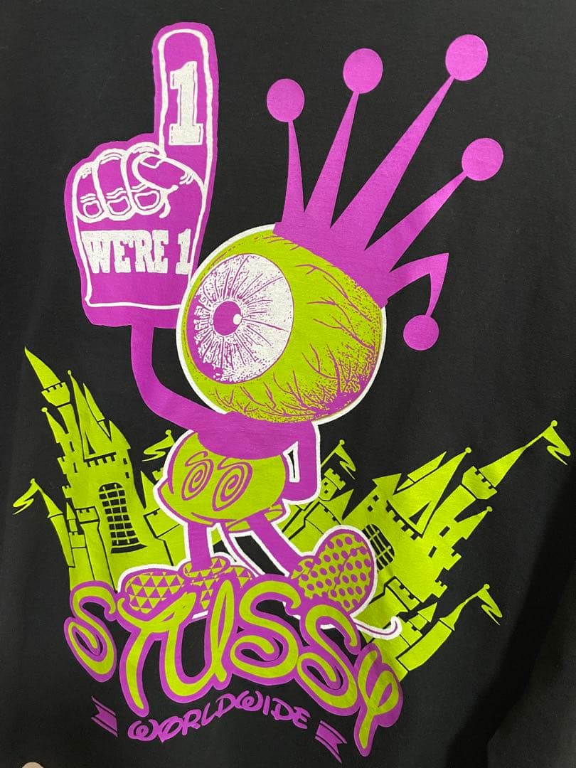 STUSSY ディズニー ロンT ブラック