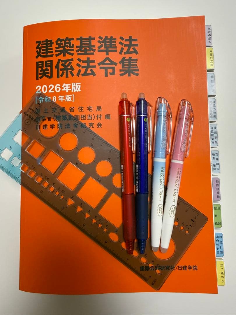 令和8年度 1級建築士 日建学院 建築基準法 関係法令集 重要条文　インデックス