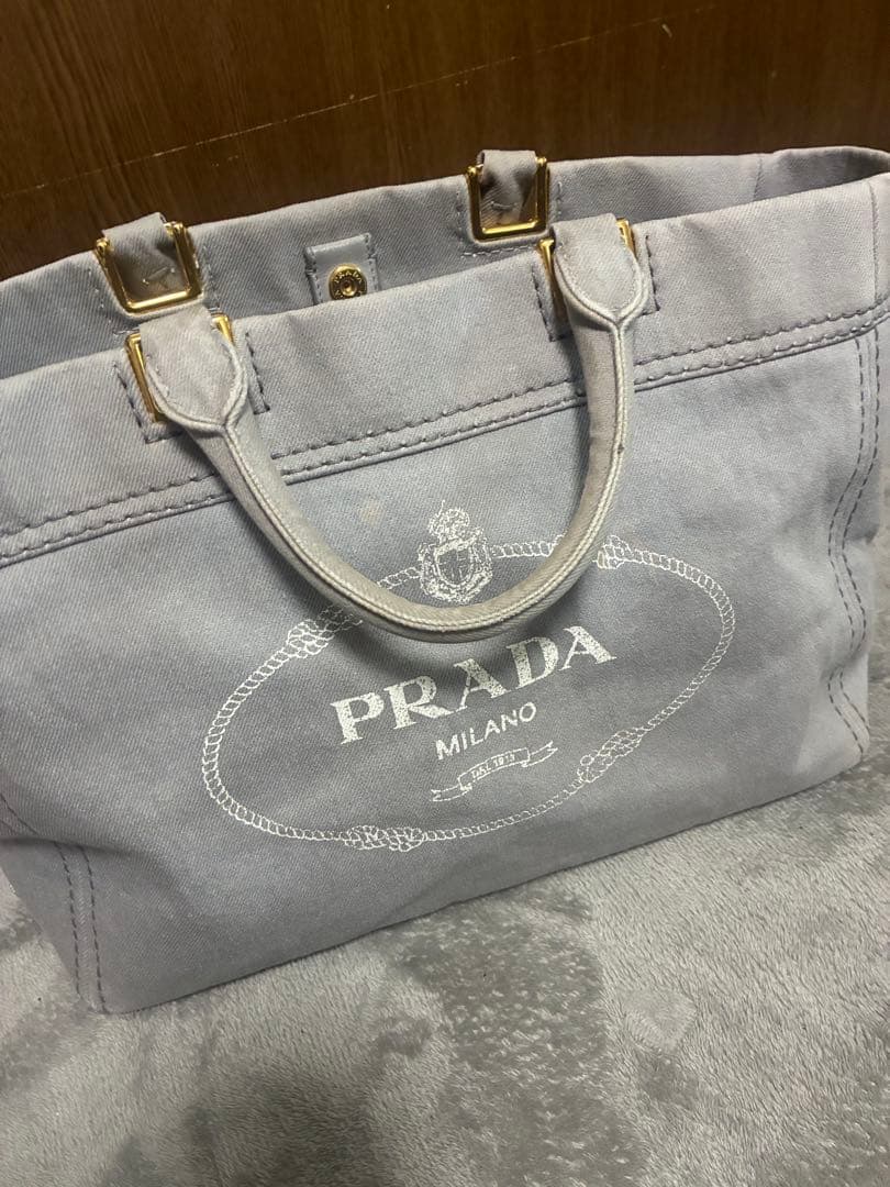 PRADA グレー キャンバストートバッグ