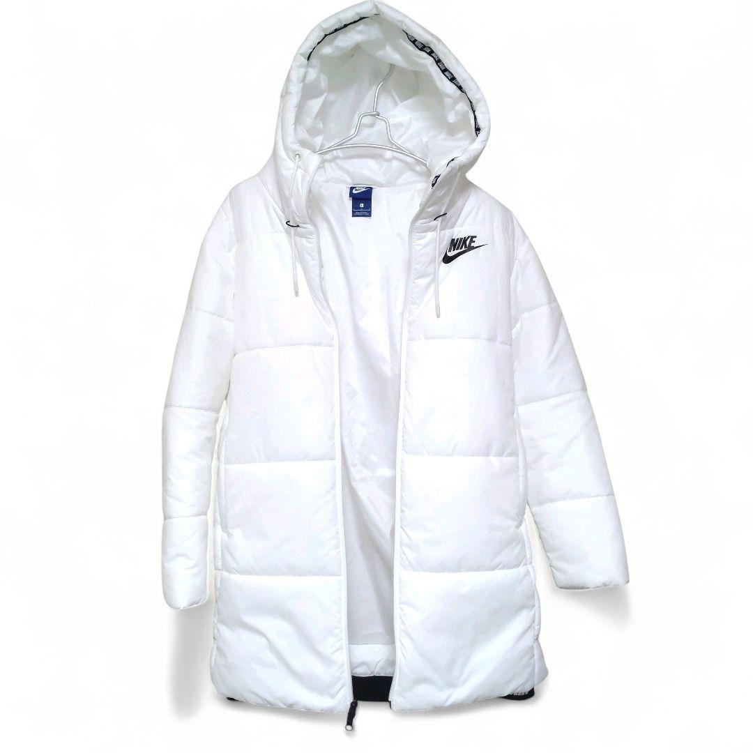 極美　ナイキ　レディース 中綿ダウンジャケット　L　フード付　防寒　ホワイト