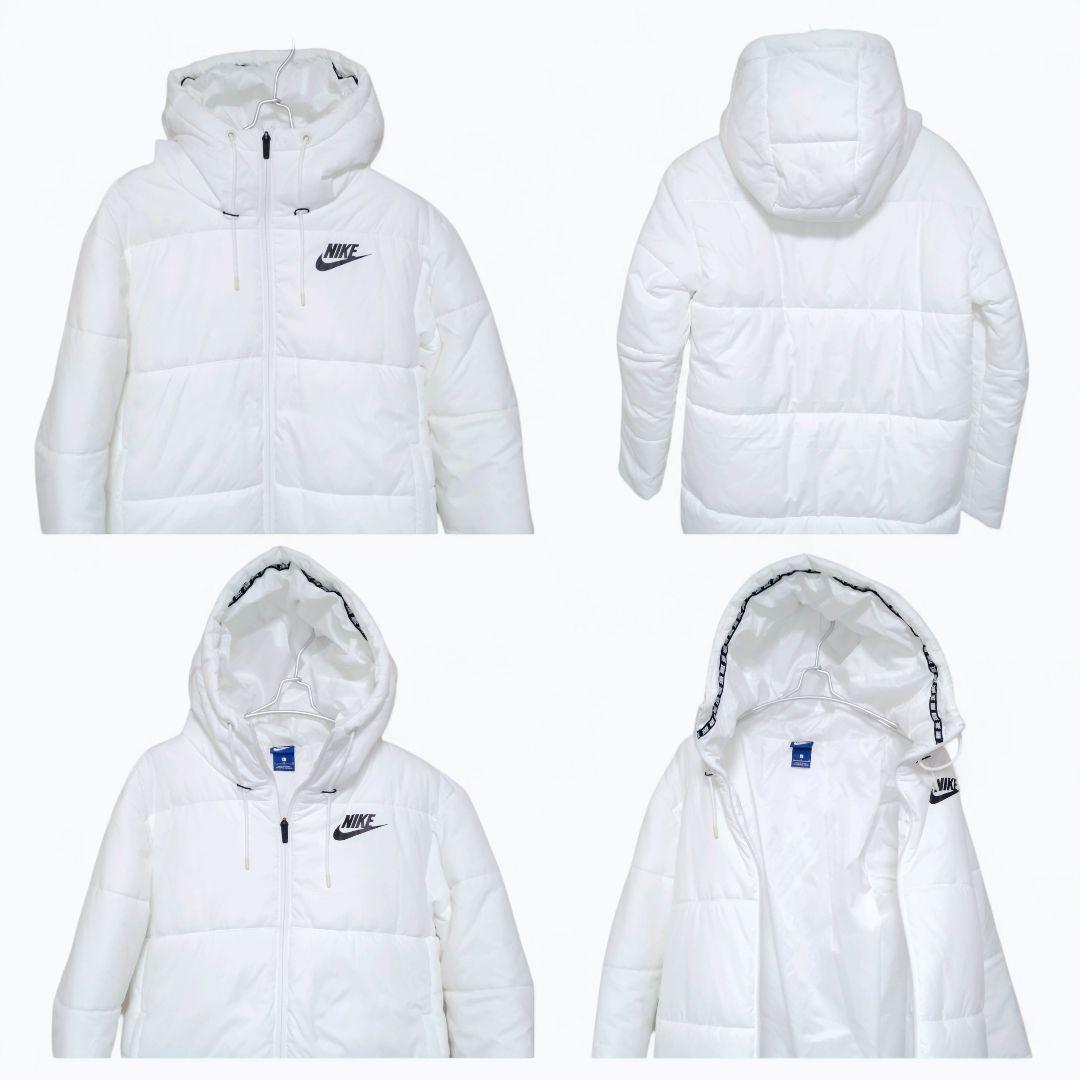 極美　ナイキ　レディース 中綿ダウンジャケット　L　フード付　防寒　ホワイト