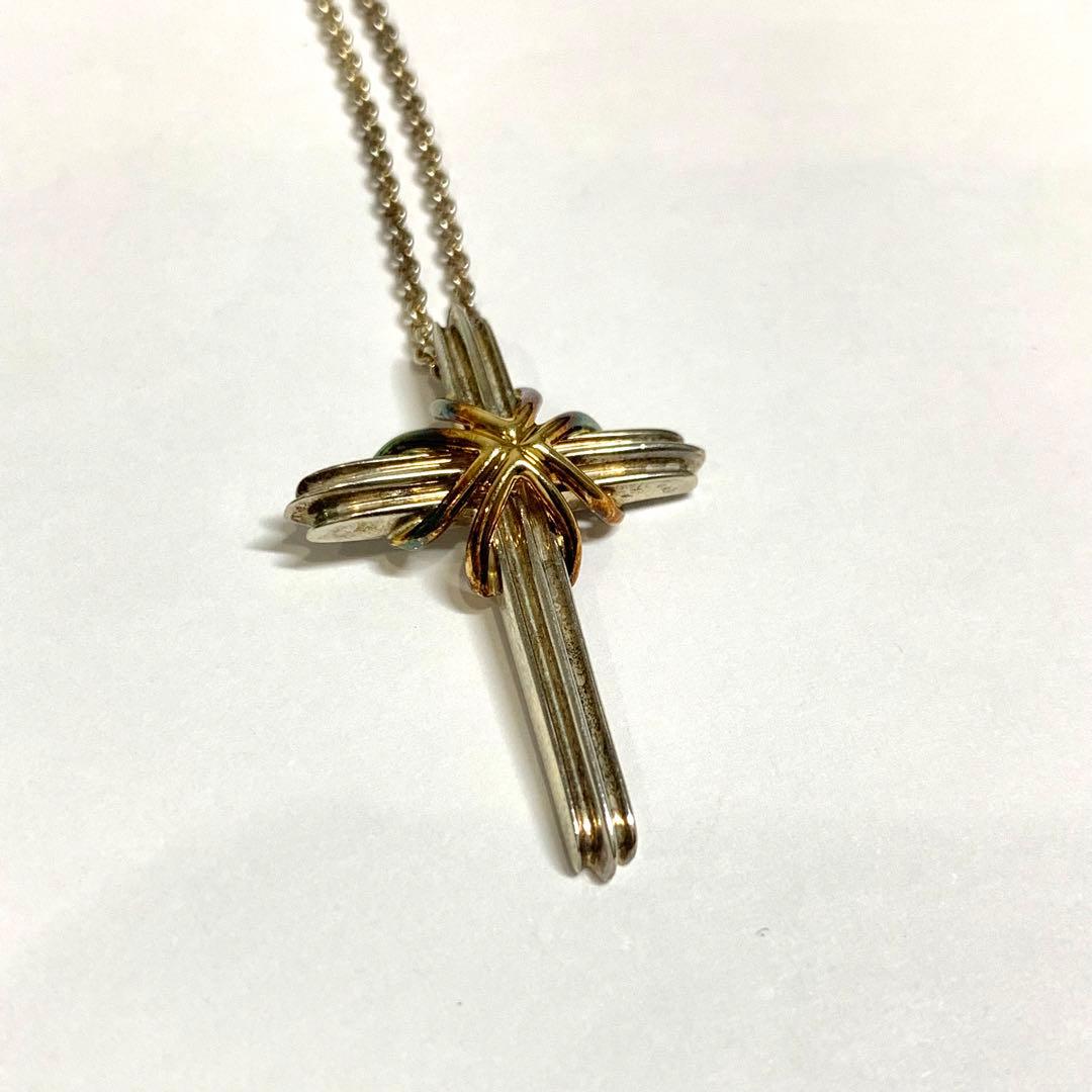 【クッキー】シグネチャークロスネックレス　925 / 750 箱付き