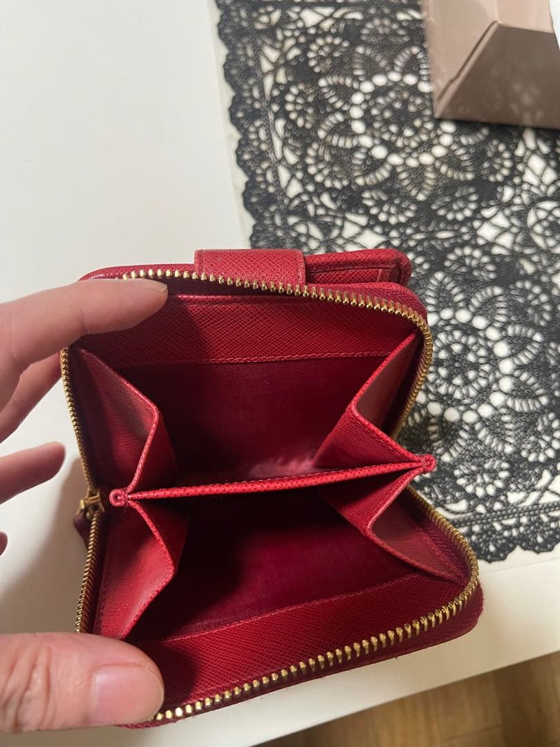 PRADA サフィアーノレザー 二つ折り財布 レッド