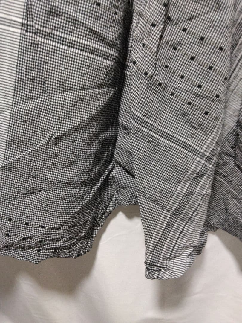 センソユニコ　慈雨　サルエルパンツ ブラック・ホワイト チェック柄