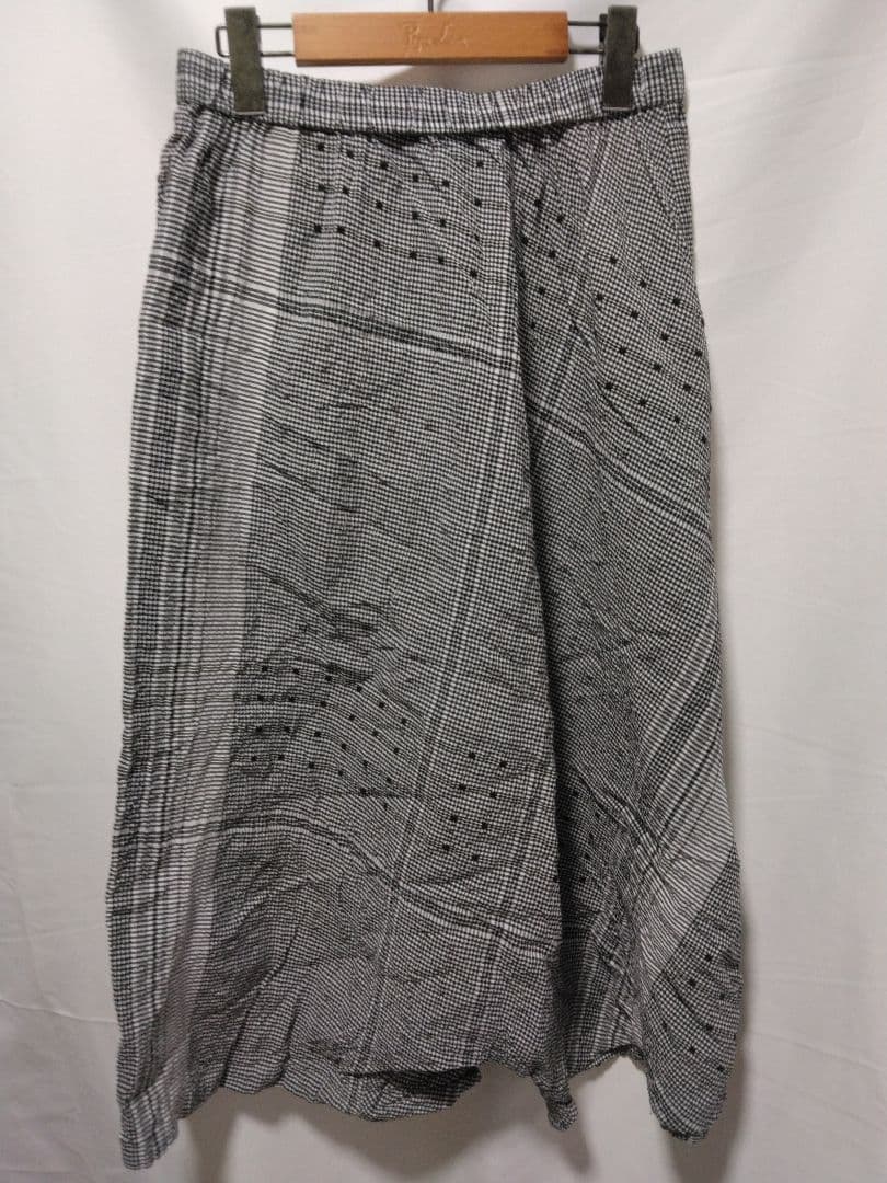 センソユニコ　慈雨　サルエルパンツ ブラック・ホワイト チェック柄