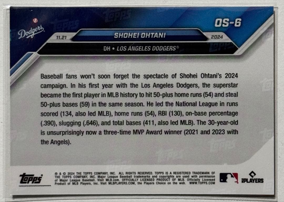 ★Topps Now 大谷翔平 メジャー史上初 3度目 満票MVP ５枚セット★