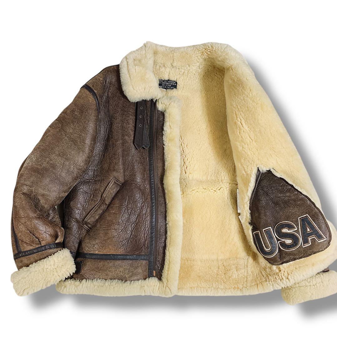 ヴィンテージ B-3 ムートンフライトジャケット B3 レザー USA アメリカ