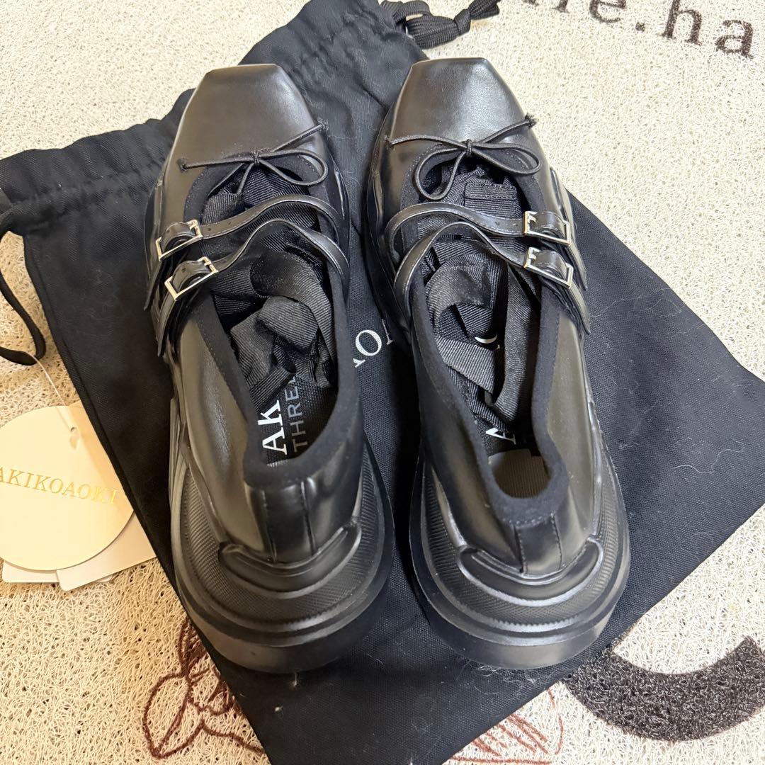 AKIKOAOKI 定番ブラックスニーカー 合成皮革　37新品