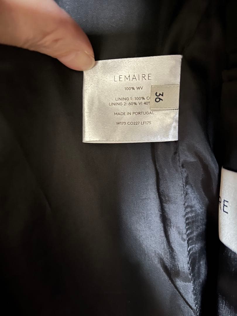 Lemaire ウールコート ブラック 36