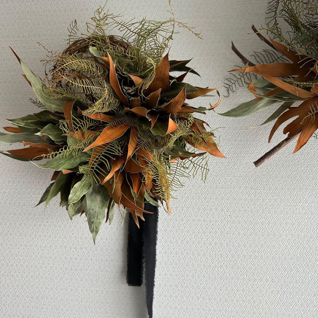 ドライフラワー、リース、ネイティブフラワー、グレビレアとシースターのリース