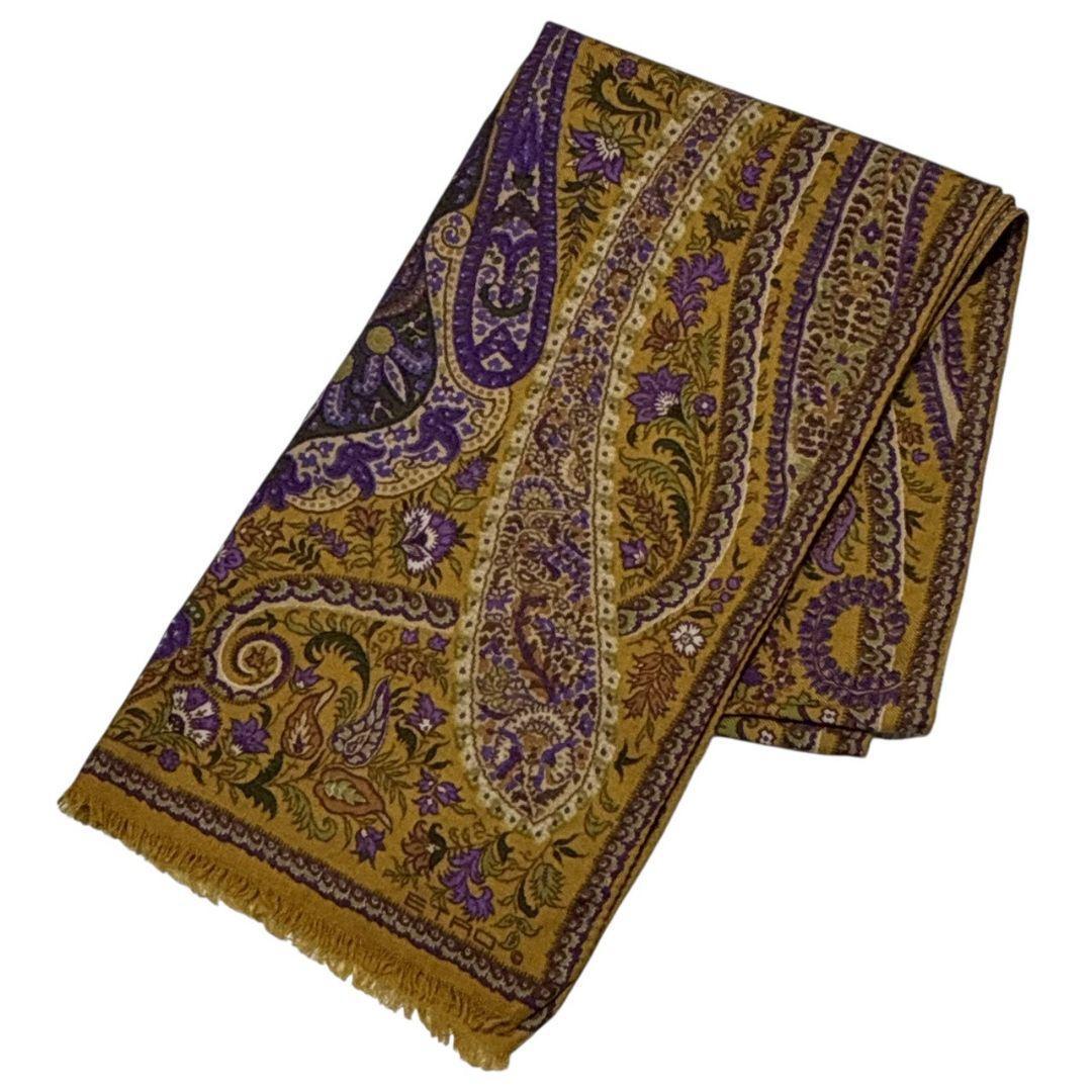 美品✨ETRO エトロ シルク混 イタリア製 大判ストール スカーフ ペイズリー
