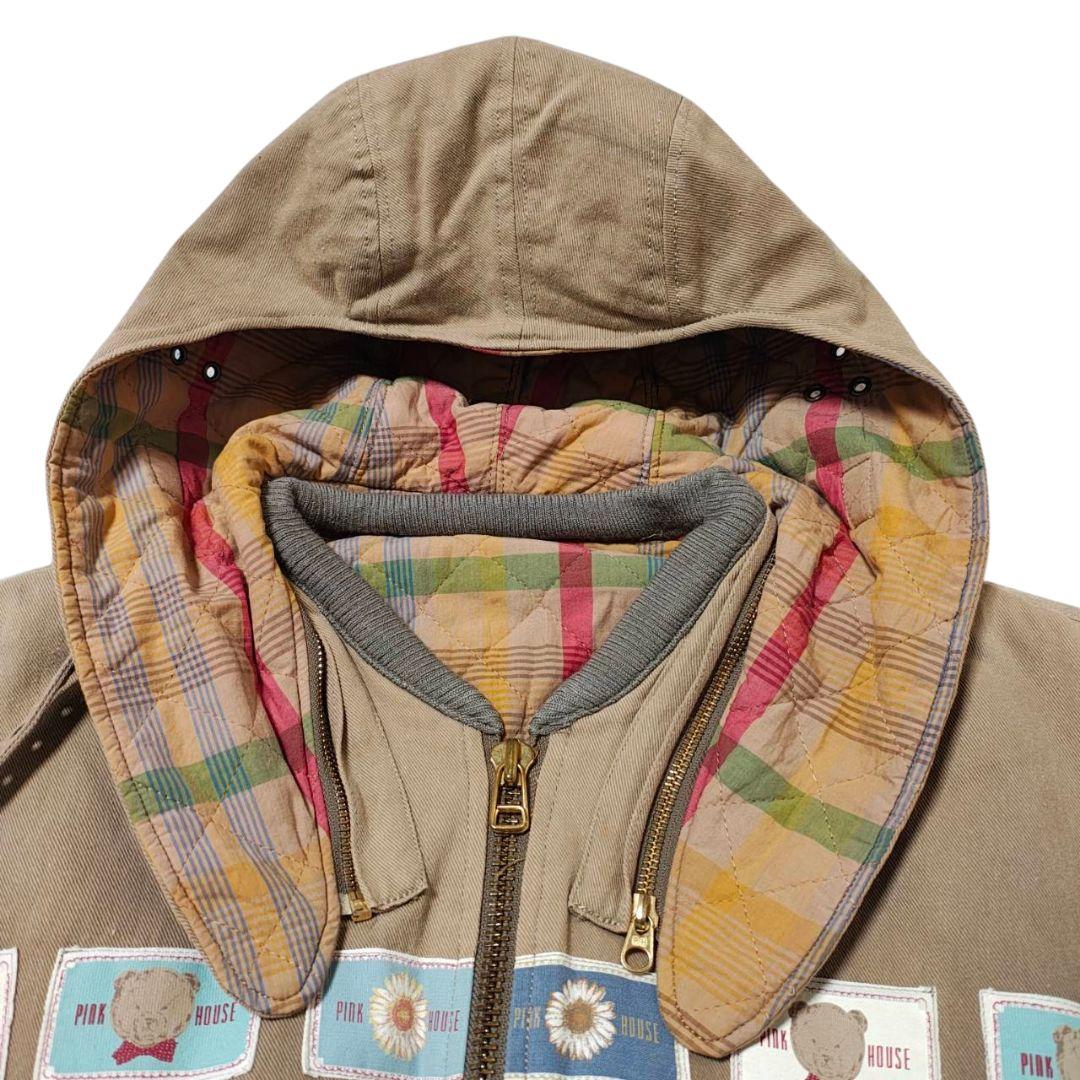 【希少】PINK HOUSE ワッペン 中綿ブルゾン くま テディベア ベージュ