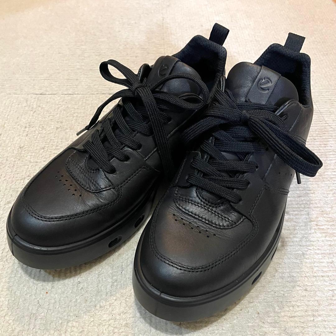 美品♪ecco エコー スニーカー 黒STREET720 24.0 ゴアテックス