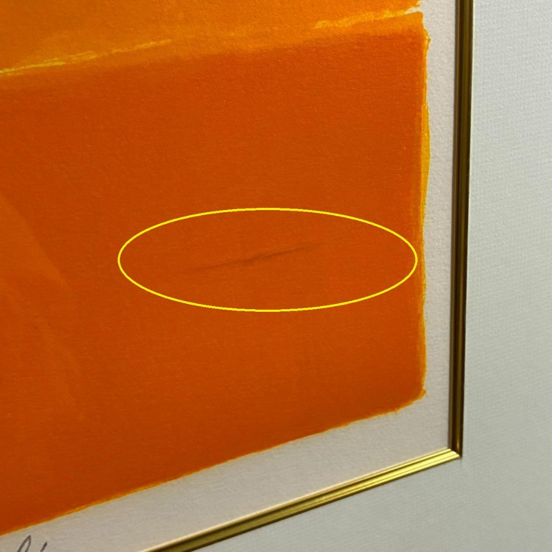 ベルナール・カトラン「黄色いバックの花」リトグラフ 大作 直筆サイン入り 額装