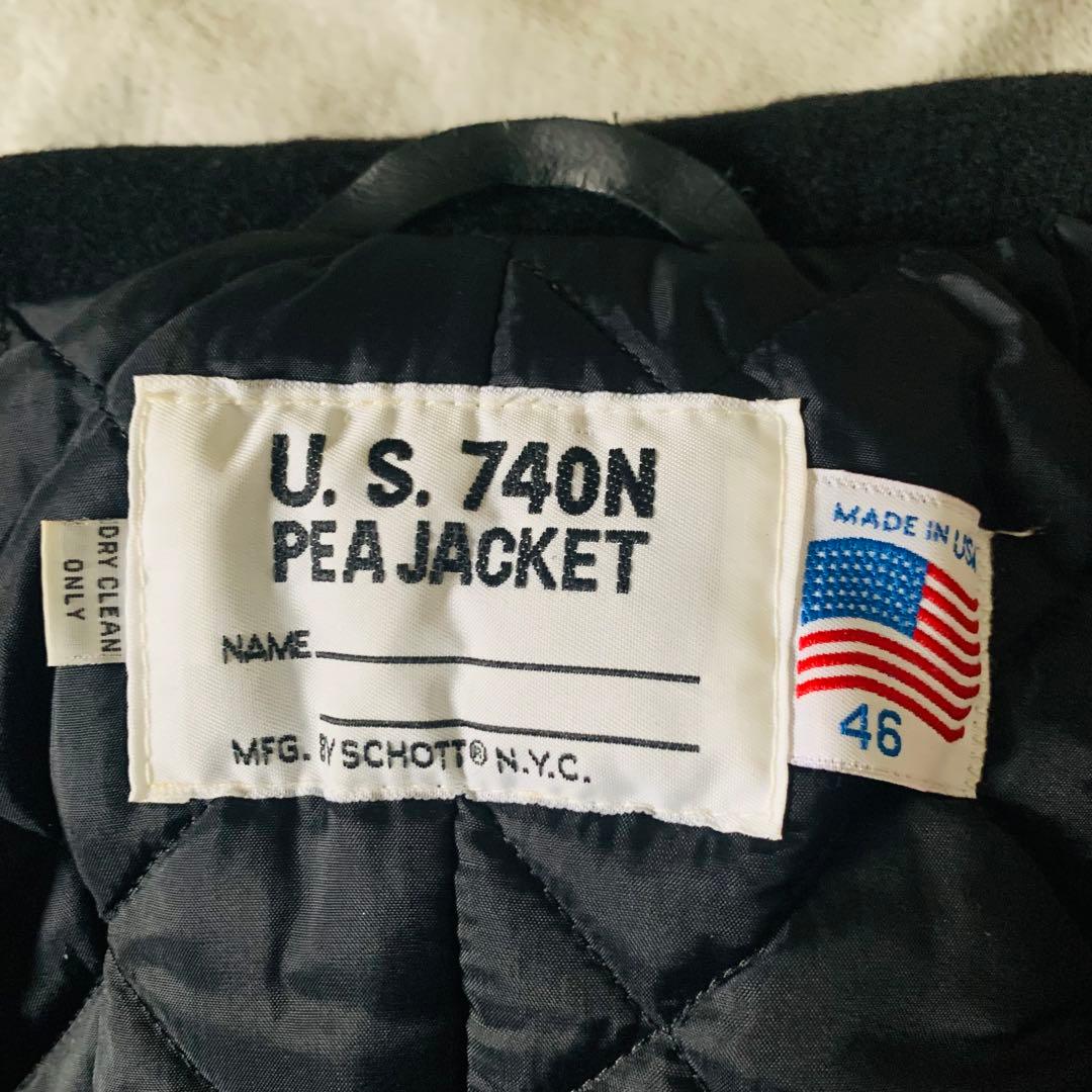 ショット ピーコート 740N USA製　　超希少46サイズ ウール 黒 美品