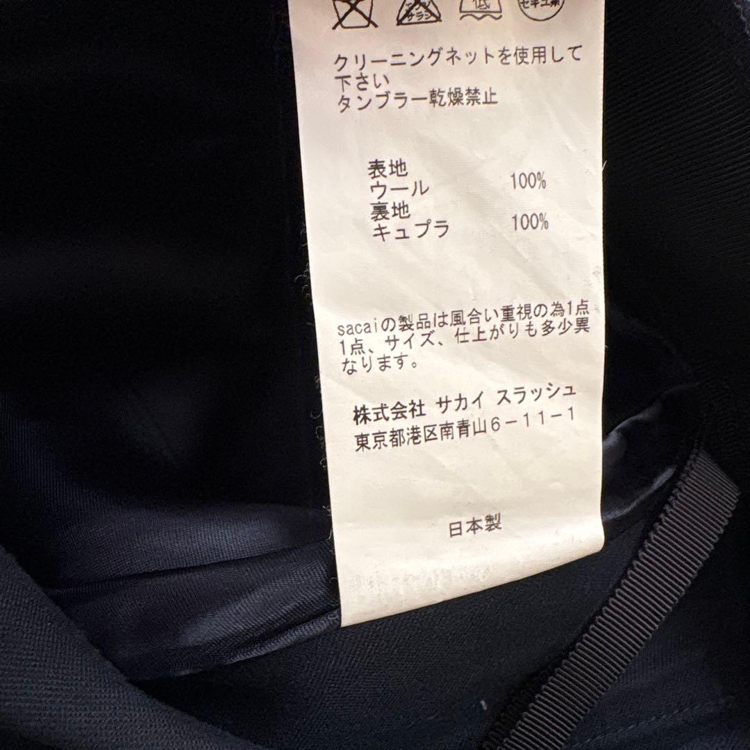 美品　sacai luck サカイラック　メルトンショートパンツ　ネイビー