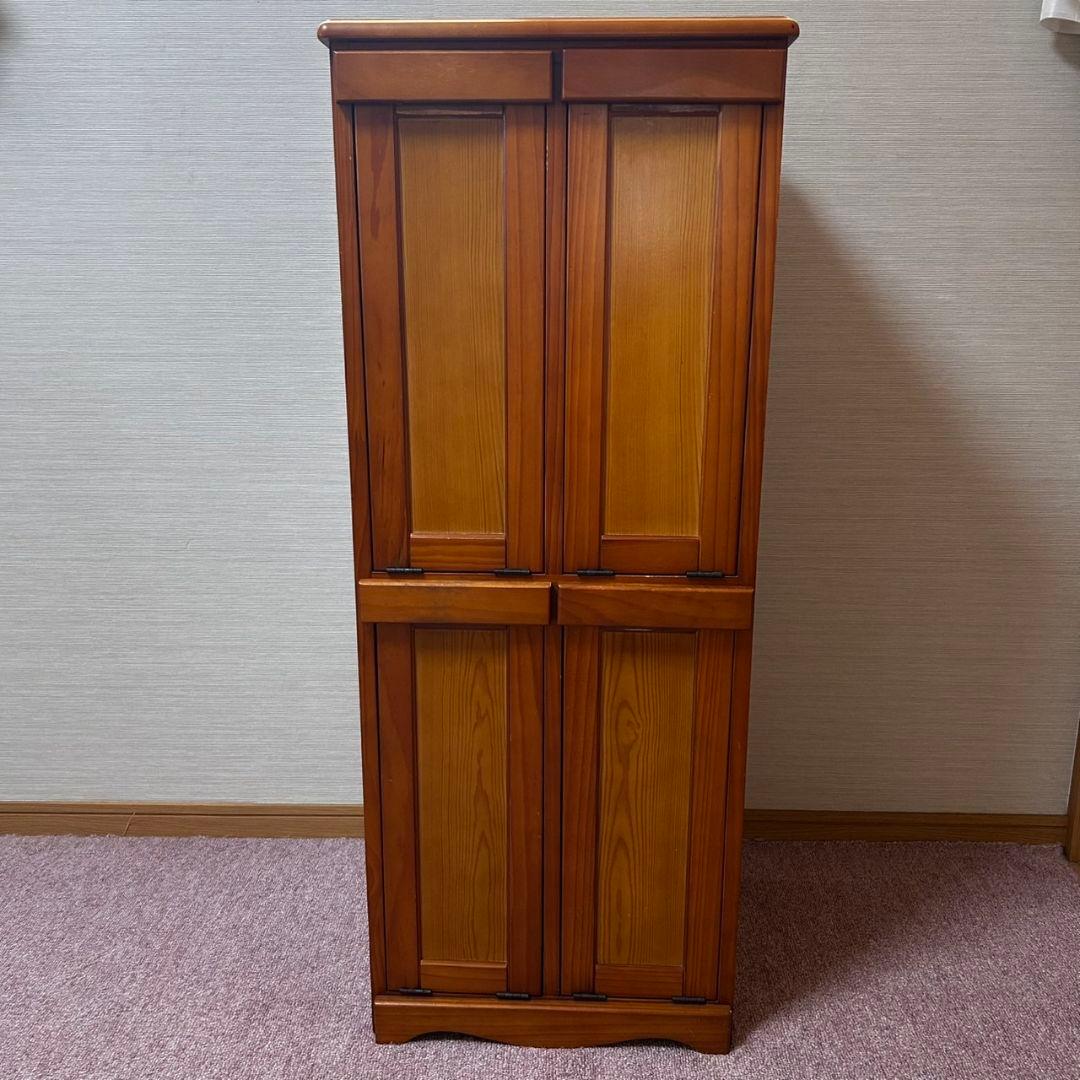 希少　カントリー調　カントリー家具　木製　ダストボックス　ゴミ箱　2段　4分割