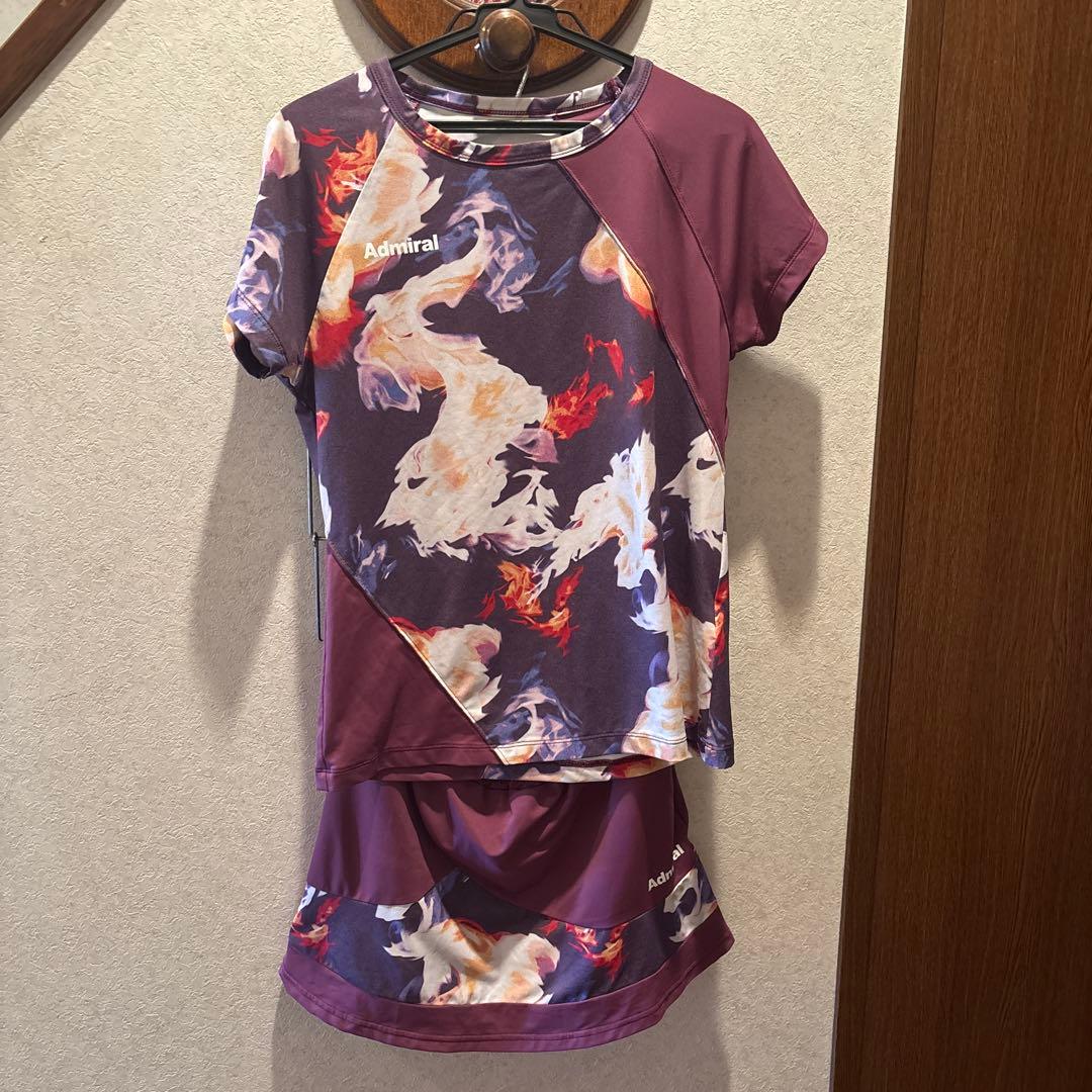 Admiral 紫系 花柄 テニスウェア　上下Mサイズ