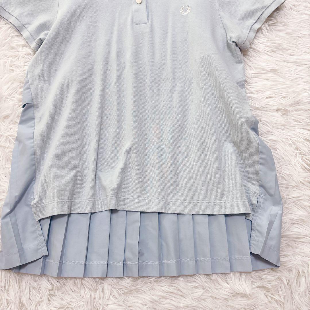 希少✨FREDPERRY フレッドペリー　プリーツ 切り替え ポロシャツ 水色