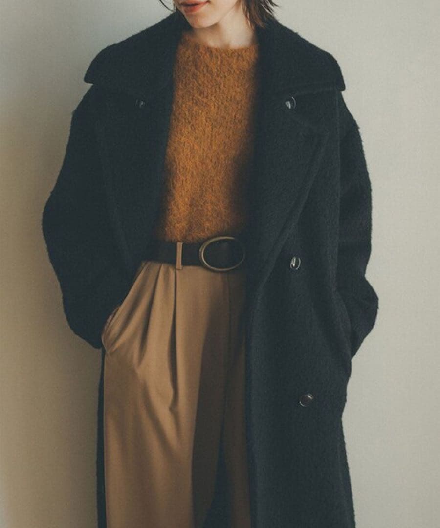 CLANE ミックスシャギーレディコート モヘヤ混 1 ブラック