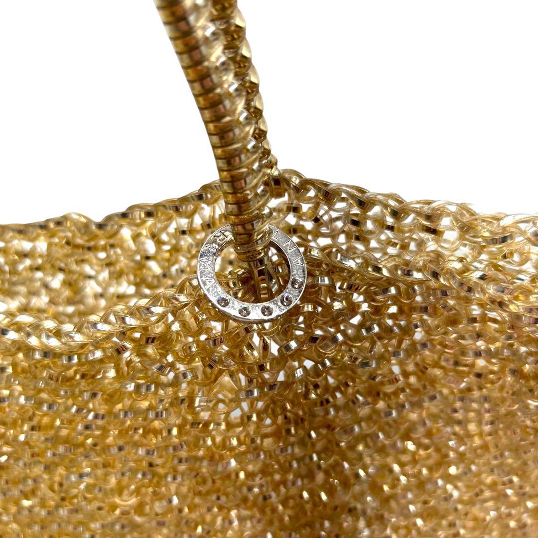 【未使用級】アンテプリマ スクエア ラージ 2way ワイヤーバッグ ゴールド